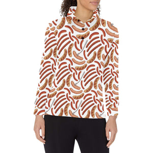 Sausage Pattern Print Design 05 Women's Long Sleeve Polo Shirt