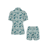 Stingray Pattern Print Design 01 Women's V-Neck Short Pajama Set