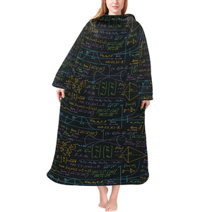 Math Pattern Print Design 01 Blanket Robe with Sleeves