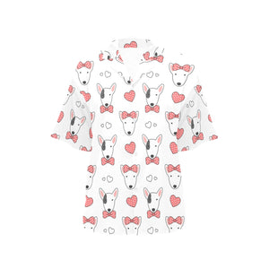 Bull Terrier Pattern Print Design 04 Women's All Over Print Hawaiian Shirt