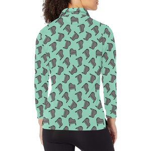 Piano Pattern Print Design 04 Women's Long Sleeve Polo Shirt