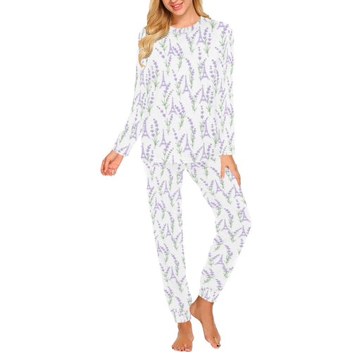 Eiffel Tower Lavender Pattern Print Design 01 Women's All Over Print Pajama Set