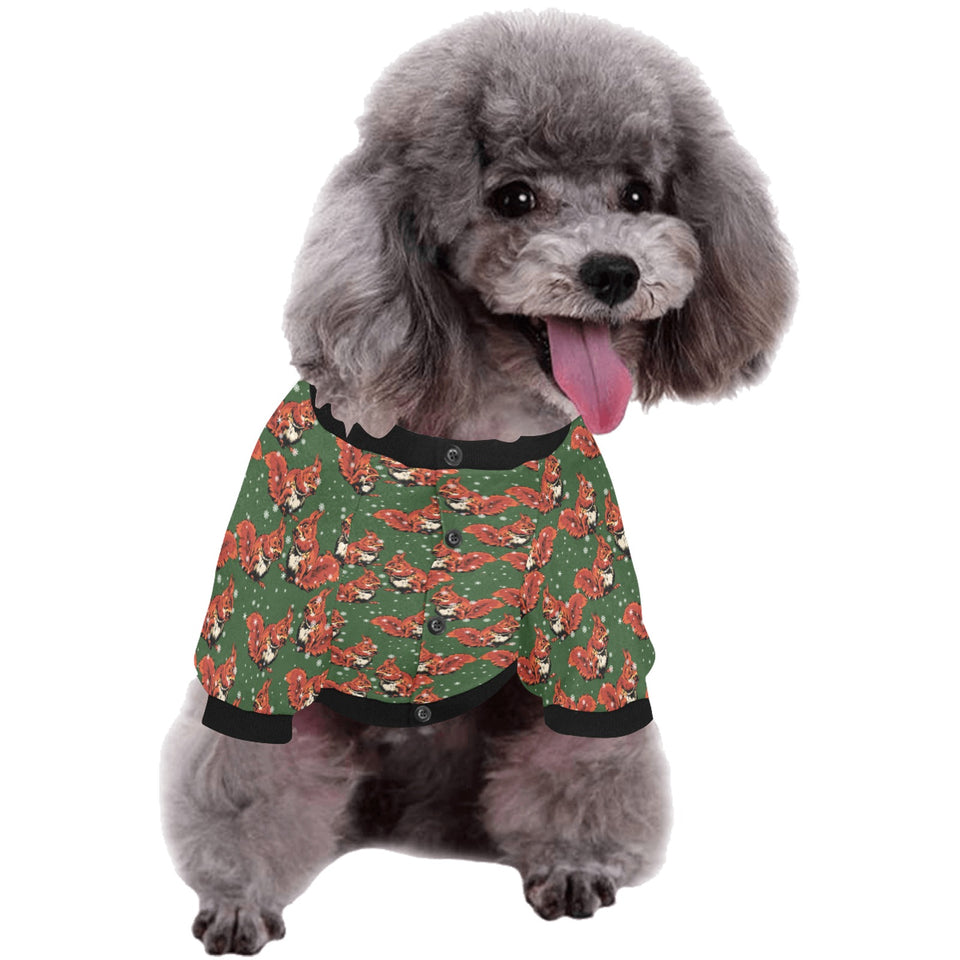 Squirrel Pattern Print Design 03 All Over Print Pet Dog Round Neck Fuzzy Shirt