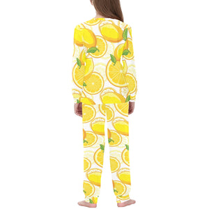 Lemon Pattern Background Kids' Boys' Girls' All Over Print Pajama Set