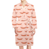 Sausage Pattern Print Design 01 Men's Long Sleeve Belted Night Robe