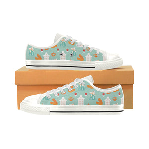 Windmill Pattern Theme Women's Low Top Canvas Shoes White