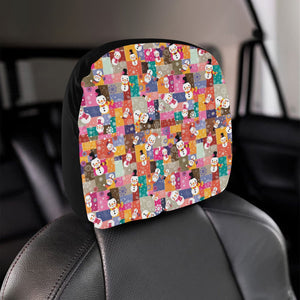 Snowman Colorful Theme Pattern Car Headrest Cover