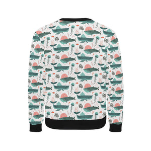 Whale Jelly Fish Pattern Men's Crew Neck Sweatshirt