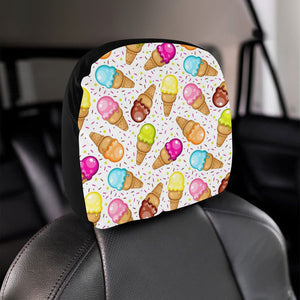 Color Ice Cream Cone Pattern Car Headrest Cover