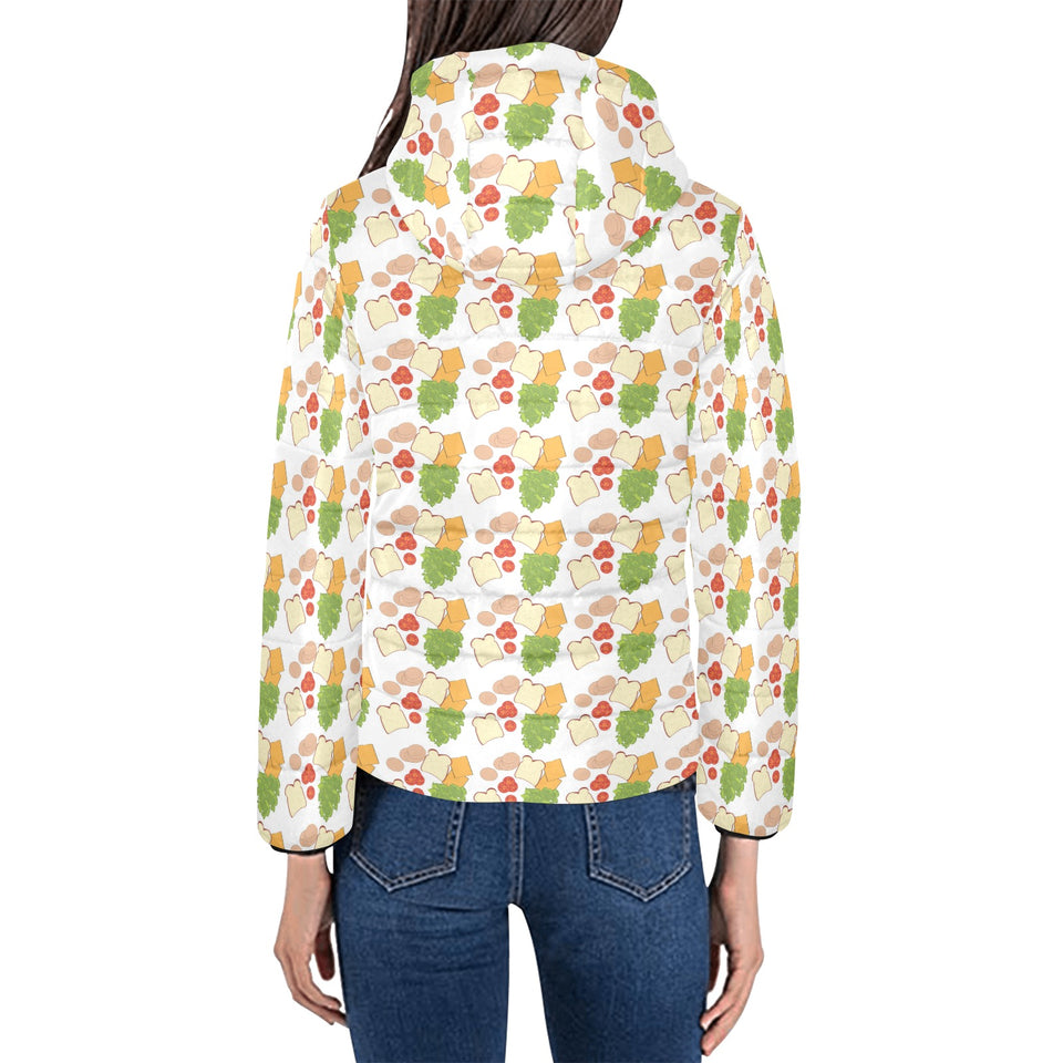 Sandwich Pattern Print Design 02 Women's Padded Hooded Jacket