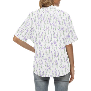 Eiffel Tower Lavender Pattern Print Design 01 Women's All Over Print Hawaiian Shirt