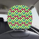 Cherry Pattern Green Background Car Headrest Cover