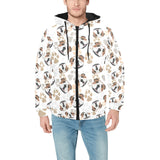 English Bulldog Pattern Print Design 01 Men's Padded Hooded Jacket(ModelH42)