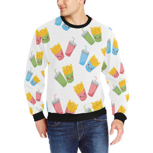 Colorful French Fries Pattern Men's Crew Neck Sweatshirt