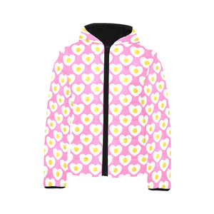 Fried Eggs Pattern Print Design 02 Kids' Boys' Girls' Padded Hooded Jacket