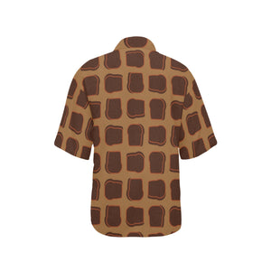 Bread Toast Pattern Print Design 04 Women's All Over Print Hawaiian Shirt