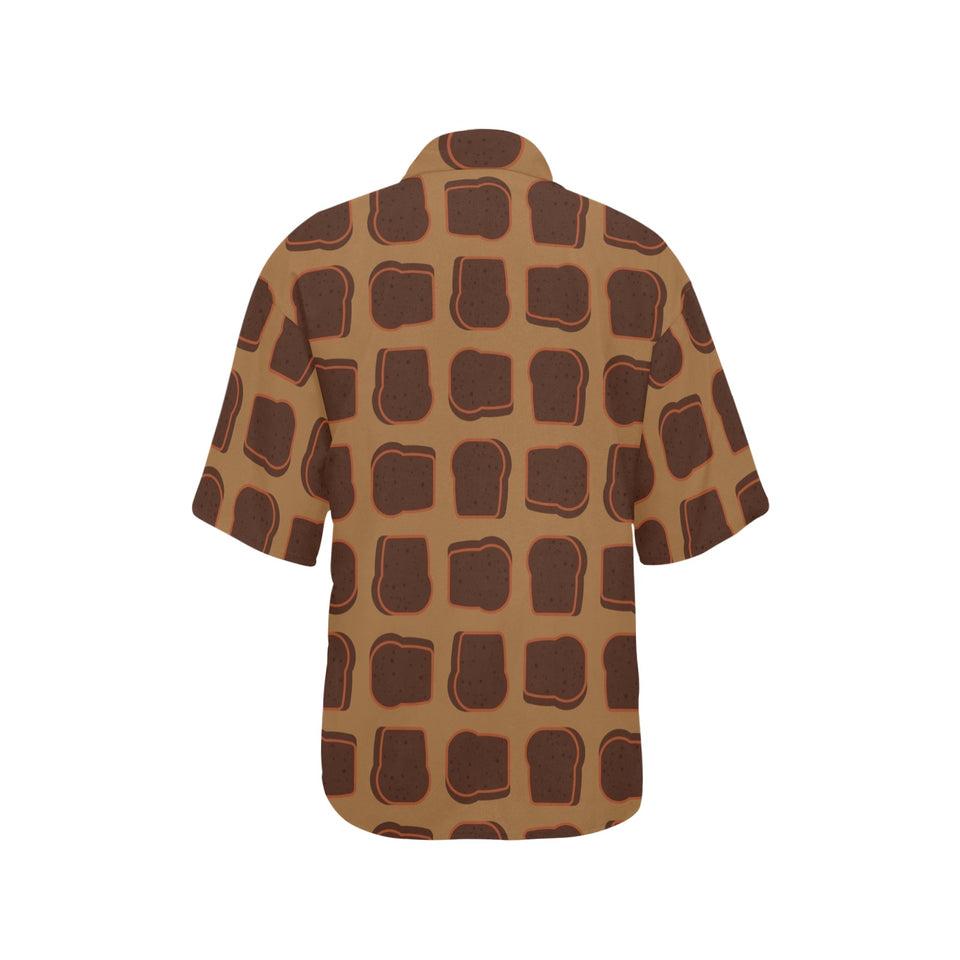 Bread Toast Pattern Print Design 04 Women's All Over Print Hawaiian Shirt