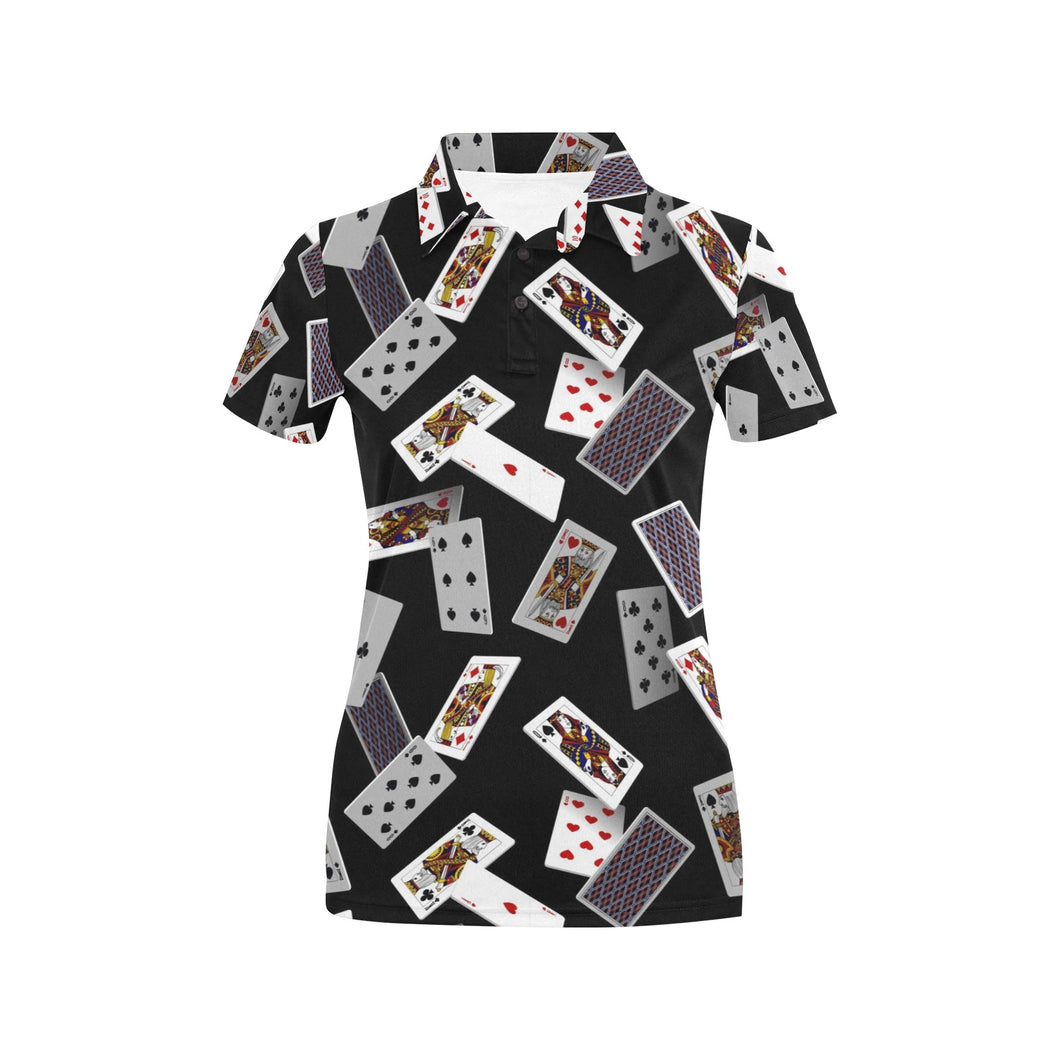 Casino Cards Suits Pattern Print Design 05 Women's All Over Print Polo Shirt