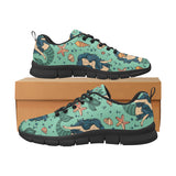 Mermaid Pattern Green Background Men's Sneakers Black