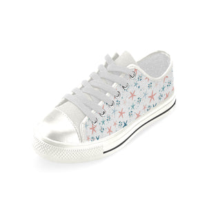 Starfish Pattern Background Women's Low Top Canvas Shoes White