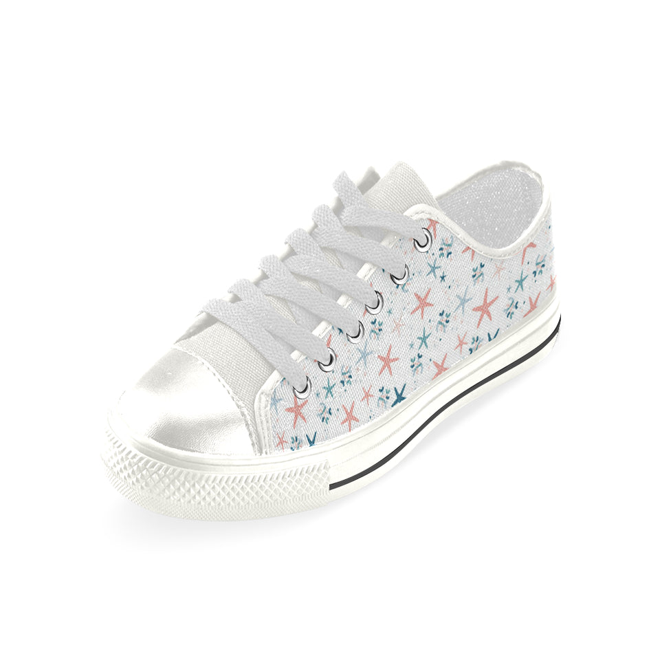 Starfish Pattern Background Women's Low Top Canvas Shoes White