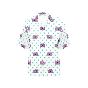 Camera Pattern Print Design 03 Women's All Over Print Hawaiian Shirt