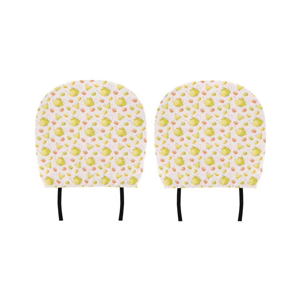 Tea pots Pattern Print Design 03 Car Headrest Cover