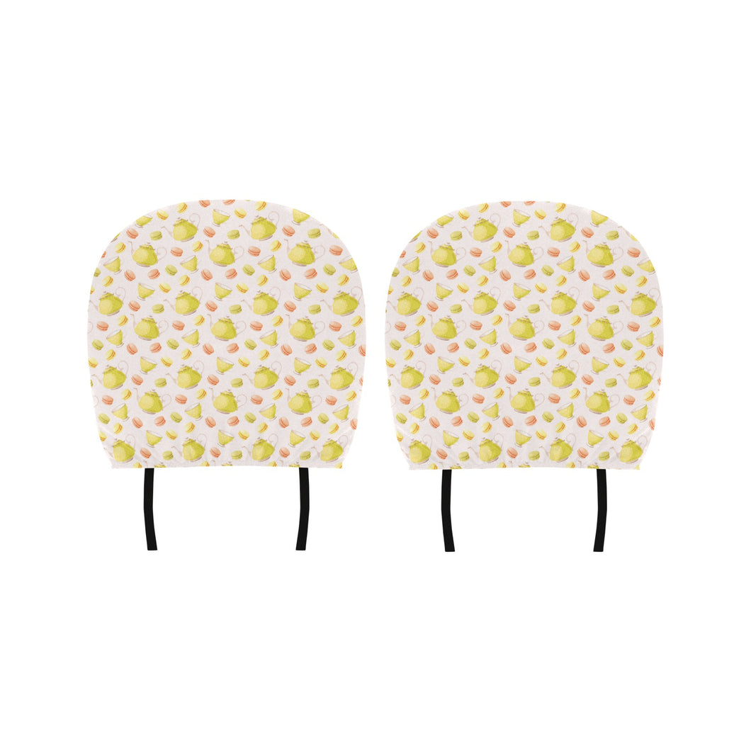 Tea pots Pattern Print Design 03 Car Headrest Cover