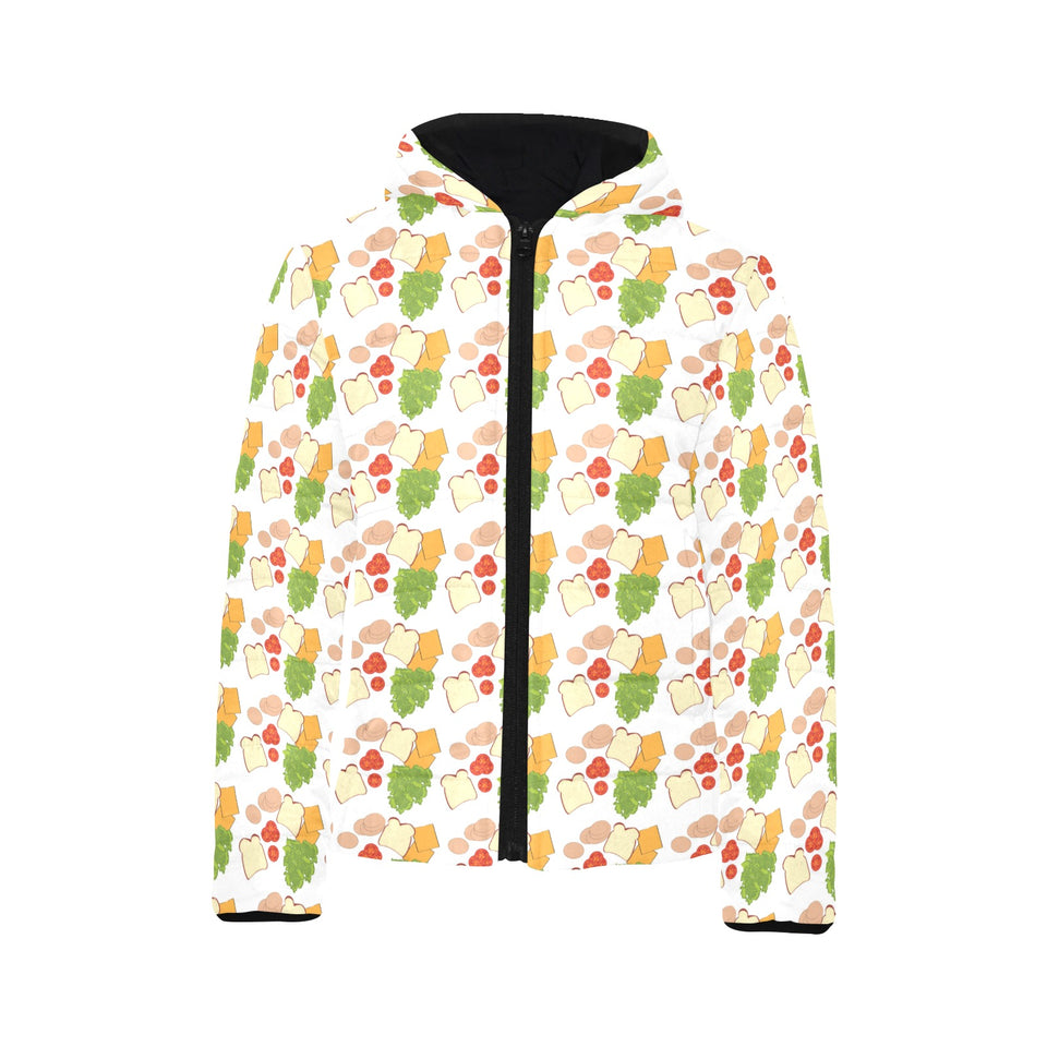 Sandwich Pattern Print Design 02 Kids' Boys' Girls' Padded Hooded Jacket