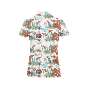 Clown Fish Pattern Print Design 04 Women's All Over Print Polo Shirt