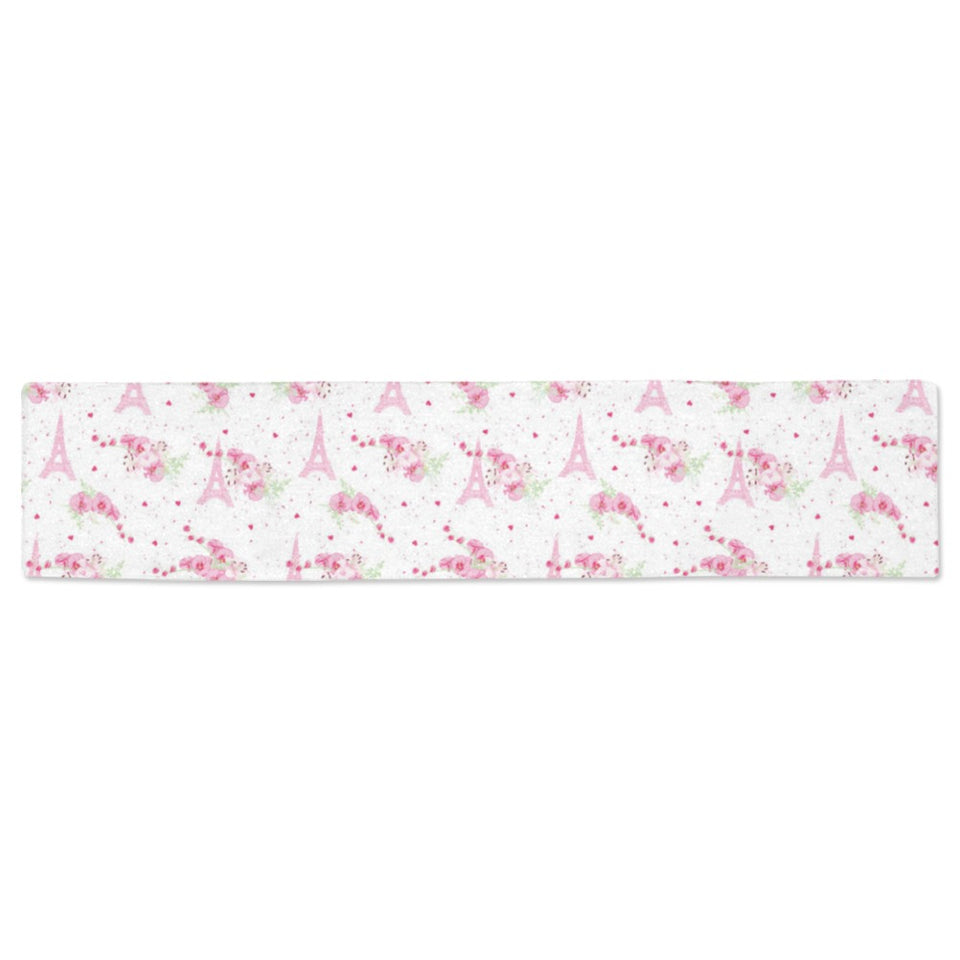 Eiffel Tower Pink Theme Pattern Print Design 05 Table Runner