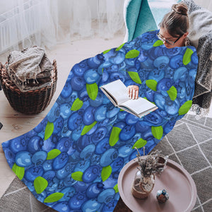 Blueberry Pattern Background Blanket Robe with Sleeves