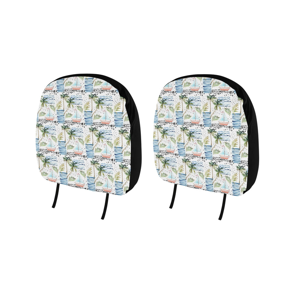 Sailboat Pattern Theme Car Headrest Cover