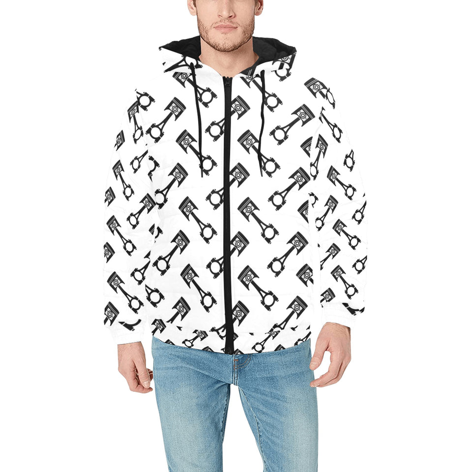 Engine Piston Theme Background Pattern Print Desig Men's Padded Hooded Jacket(ModelH42)