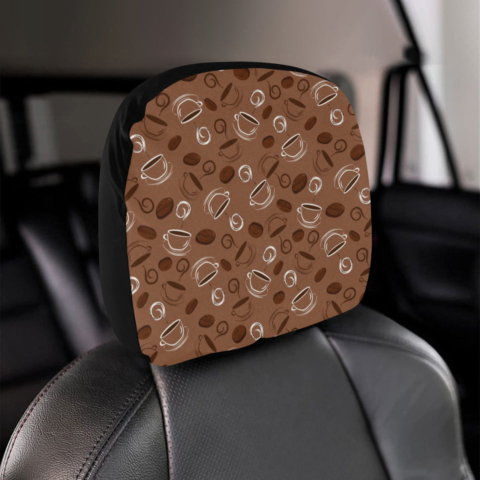 Coffee Cup and Coffe Bean Pattern Car Headrest Cover