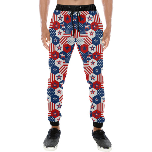 USA Star Hexagon Pattern Unisex Casual Sweatpants