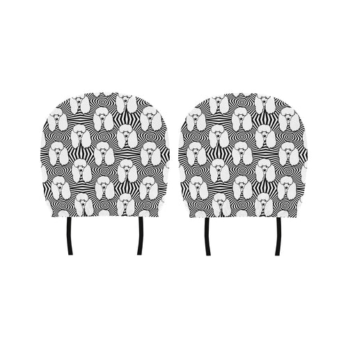 Black and White Poodle Pattern Car Headrest Cover