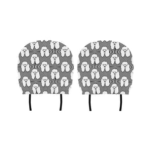 Black and White Poodle Pattern Car Headrest Cover