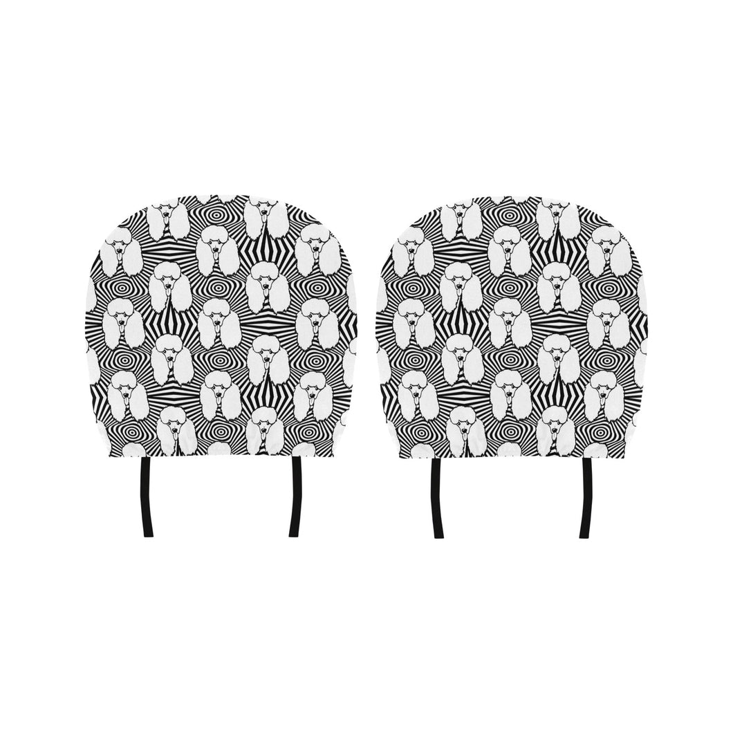 Black and White Poodle Pattern Car Headrest Cover