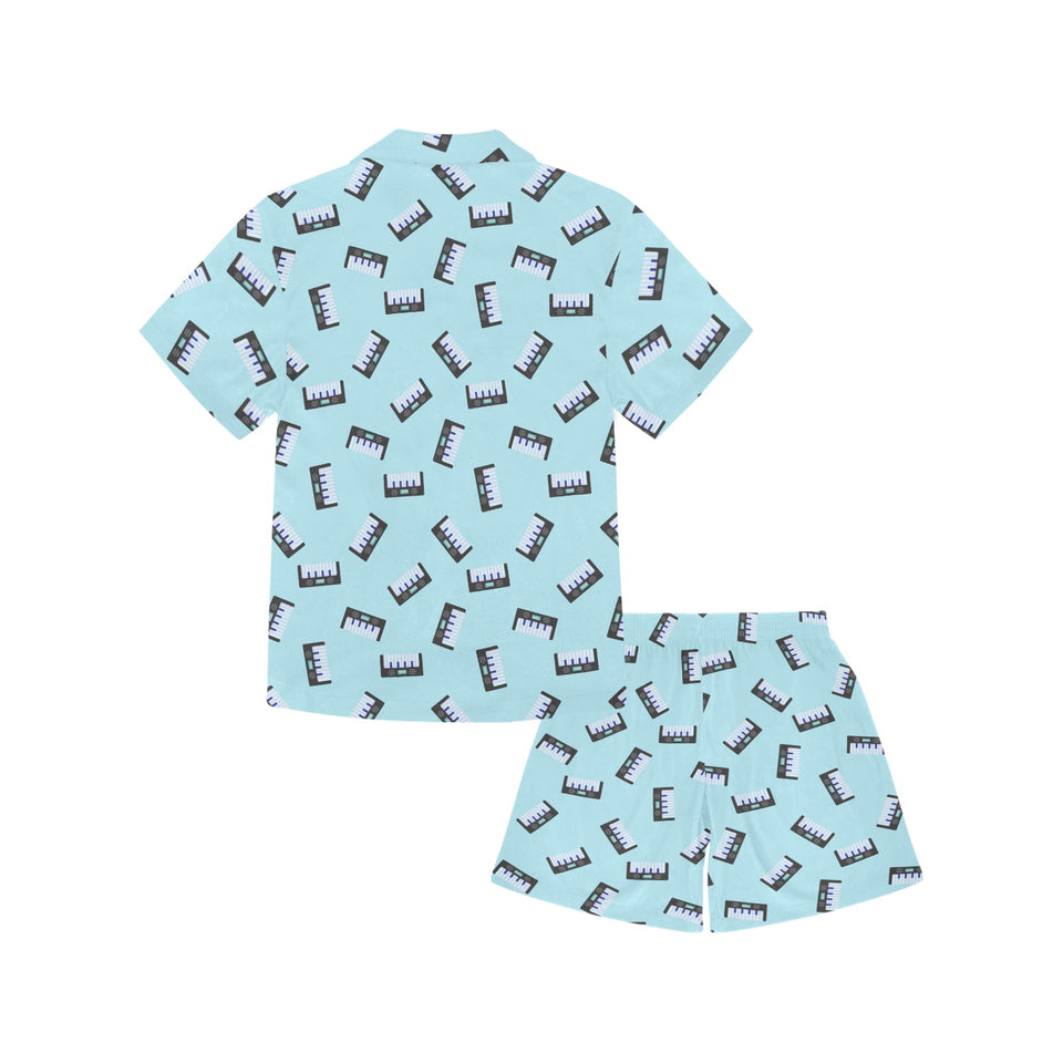 Piano Pattern Print Design 05 Kids' Boys' Girls' V-Neck Short Pajama Set