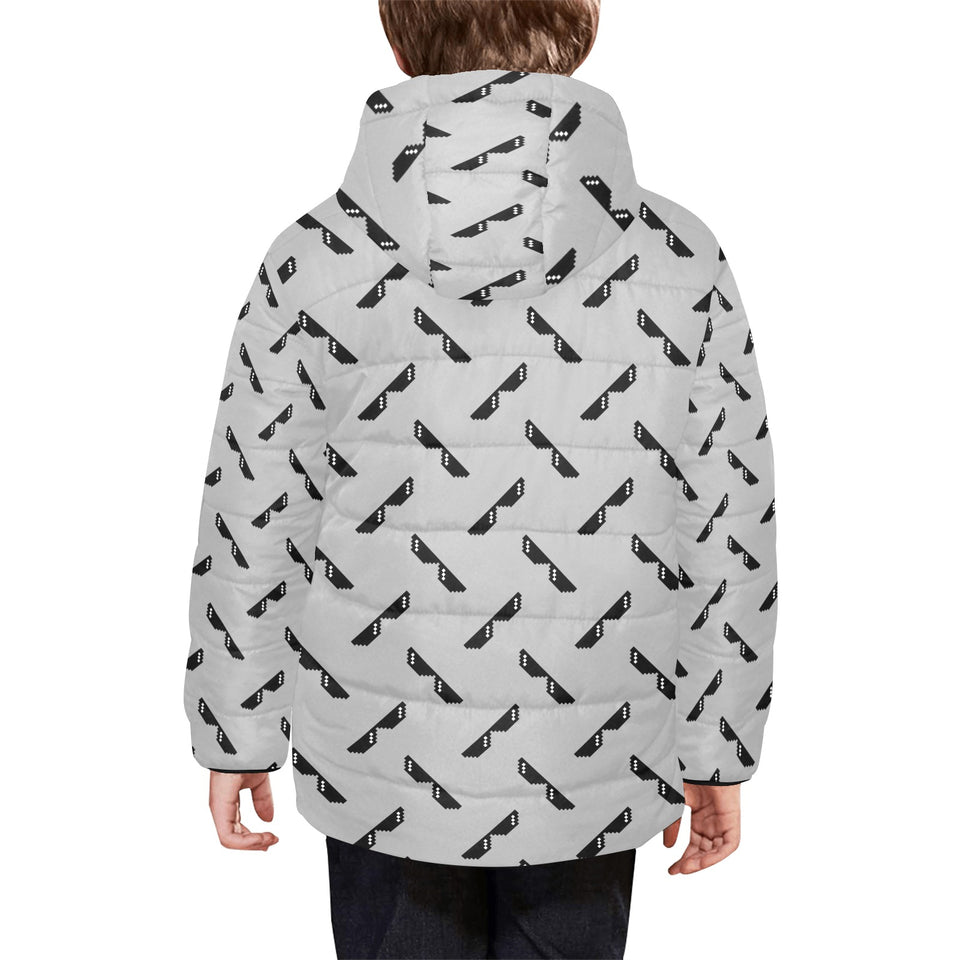 Sun Glasses Pattern Print Design 05 Kids' Boys' Girls' Padded Hooded Jacket