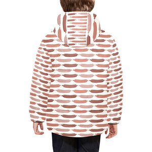 Sausage Pattern Print Design 02 Kids' Boys' Girls' Padded Hooded Jacket