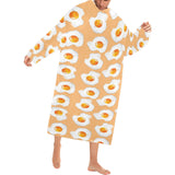 Fried Eggs Pattern Print Design 01 Blanket Robe with Sleeves