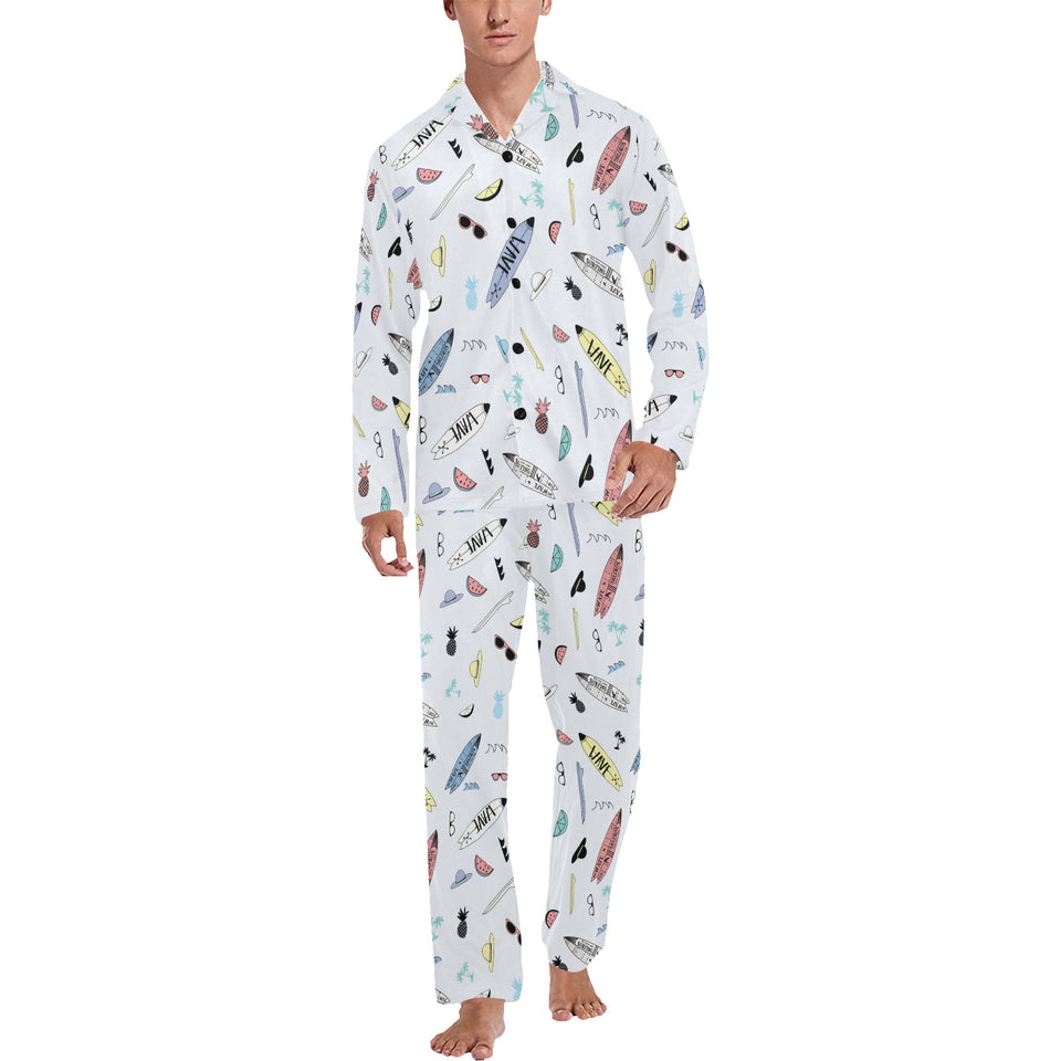 Surfboard Pattern Print Design 01 Men's Long Pajama Set