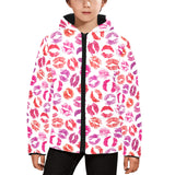 Lips Pattern Print Design 04 Kids' Boys' Girls' Padded Hooded Jacket