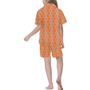 Popcorn Pattern Print Design 05 Kids' Boys' Girls' V-Neck Short Pajama Set