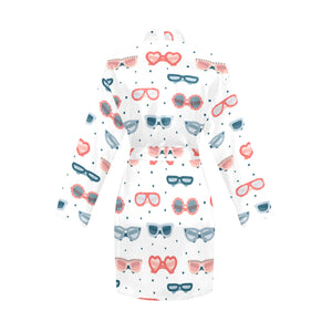 Sun Glasses Pattern Print Design 02 Women's Long Sleeve Belted Night Robe