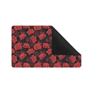 Rose Pattern Print Design 01 Doormat