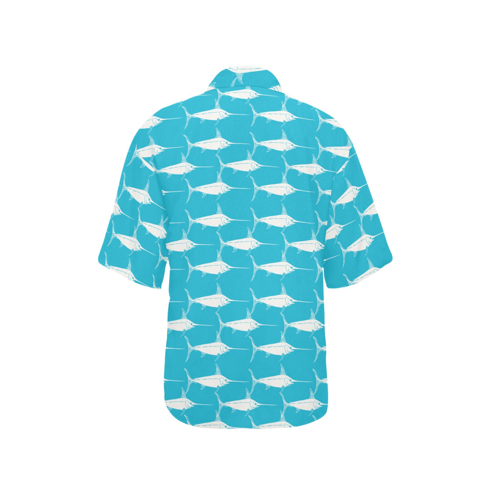 Swordfish Pattern Print Design 02 Women's All Over Print Hawaiian Shirt