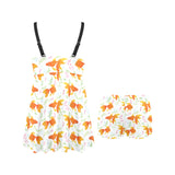 Goldfish Pattern Print Design 03 Chest Sexy Pleated Two Piece Swim Dress